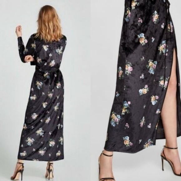 New Zara Floral Kimono Wrap Maxi Dress - Picture 2 of 2